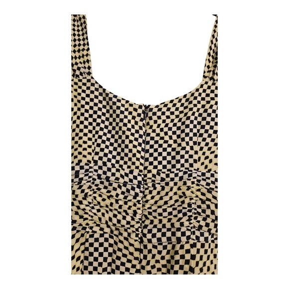 Nanette Lepore Silk All Wrapped Up Dress Navy Yellow Distorted Check Size 2 - Picture 6 of 8